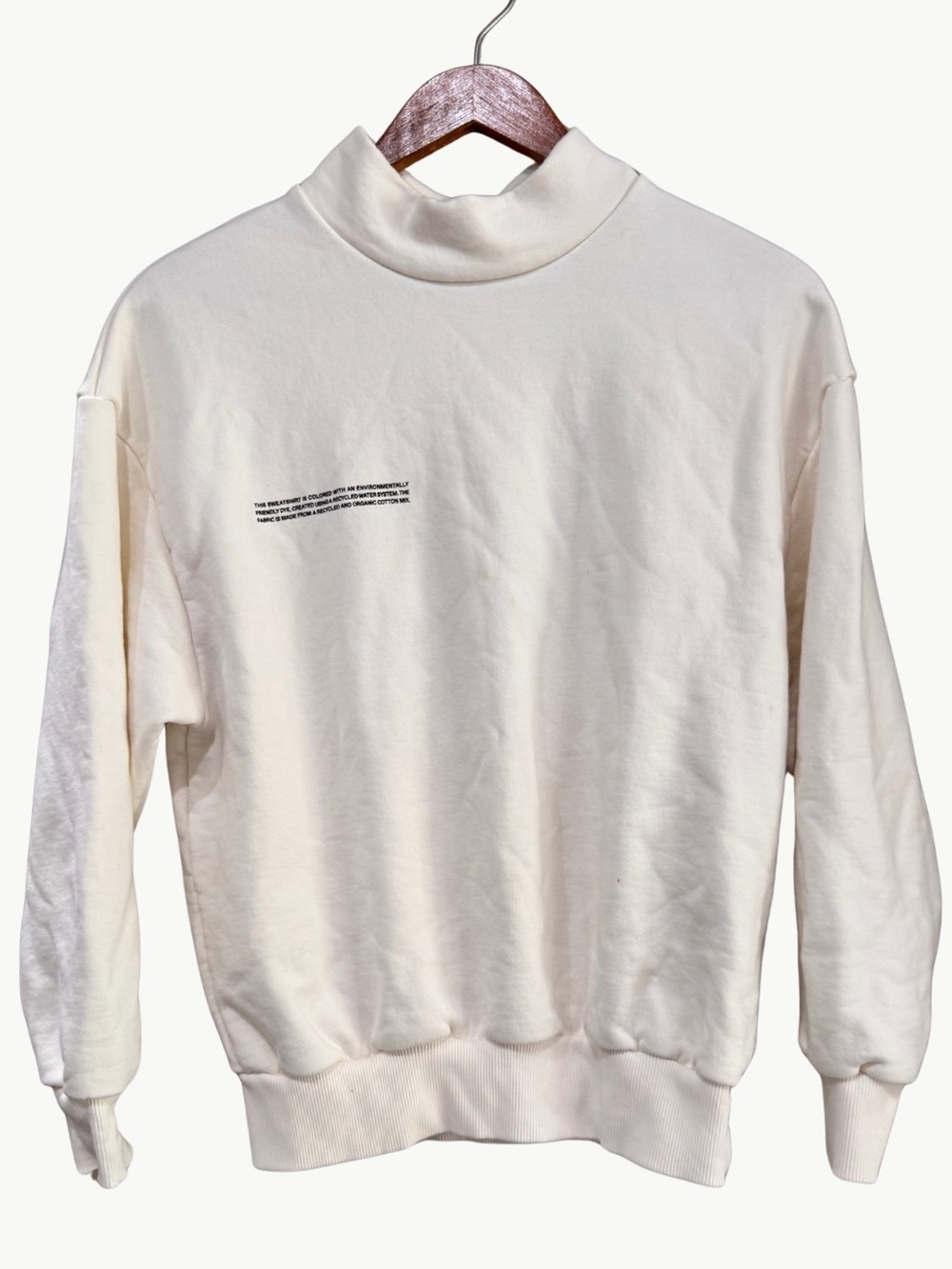Pangaia Heavyweight Recycled Cotton High Neck Sweatshirt Off White XS Minimalist
